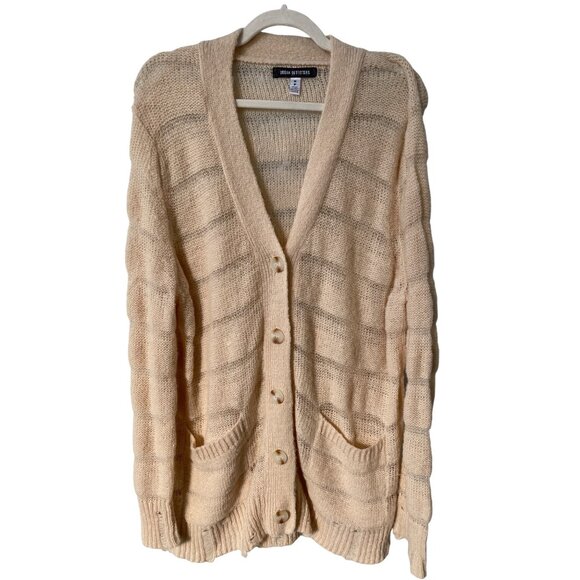 Urban Outfitters Alston Cardigan Size Medium Laddered Knit Stripe Button Up Cozy - Picture 3 of 10